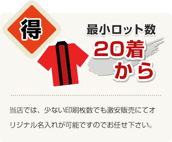 最小ロット数20着から